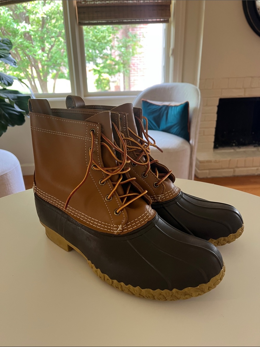 Men’s LLBean Brown and Dark Brown Duck Boots - Lace-Up Waterproof Duck Boots